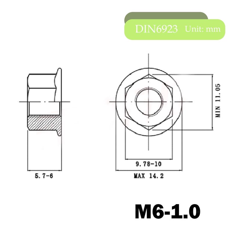 sotoolstop Store M6 Flange Nuts, 304 Stainless Steel M6-1.0 Serrated Flange Hex Lock Nuts, 20Pcs-Pack - Image 4